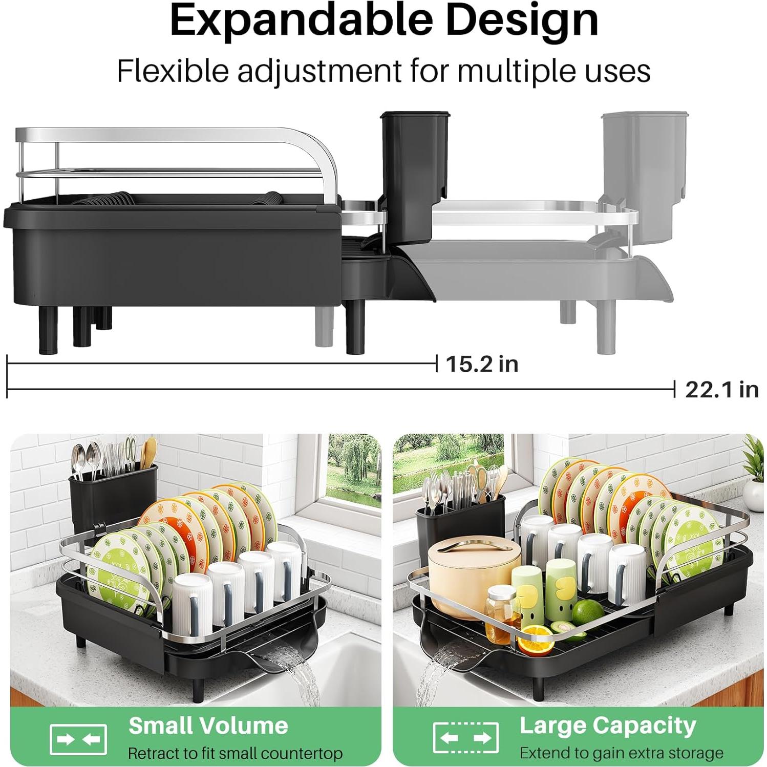 Escurridor de Platos Expandible SAYZH Negro 38.9-56.4 cm