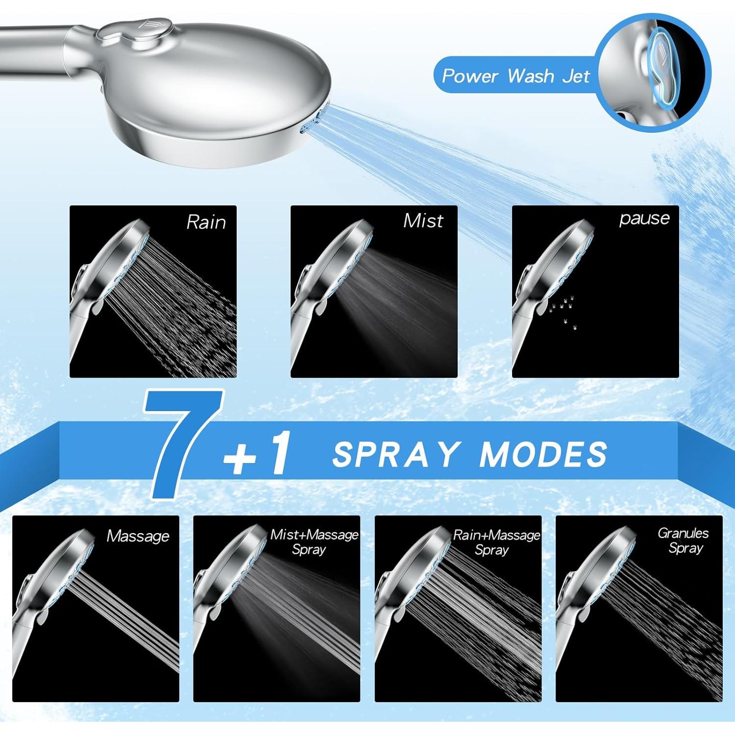 Cabezal de Ducha Filtrado VXV AMH-DS8030 8 Modos Cromo