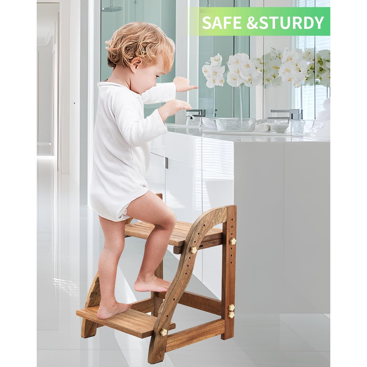 Taburete Ajustable de Madera AIMOADO para Niños y Adultos