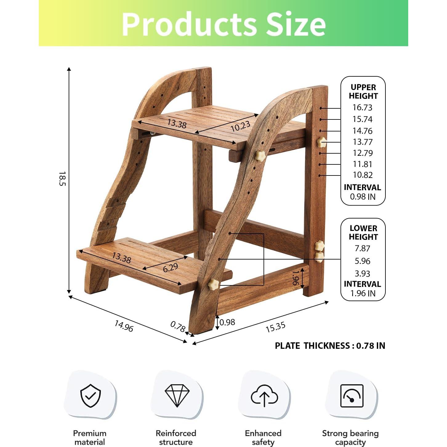 Taburete Ajustable de Madera AIMOADO para Niños y Adultos
