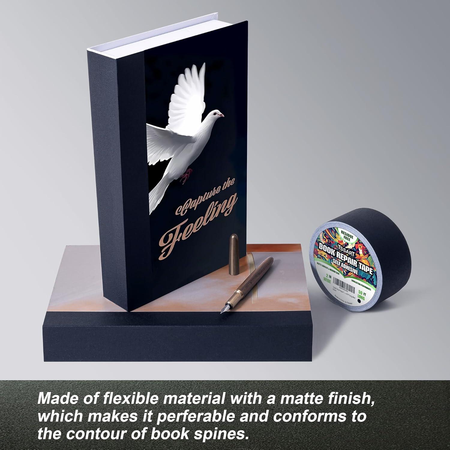 Cinta de Reparación de Libros TSSART Mate 5 cm x 15.24 m Negra