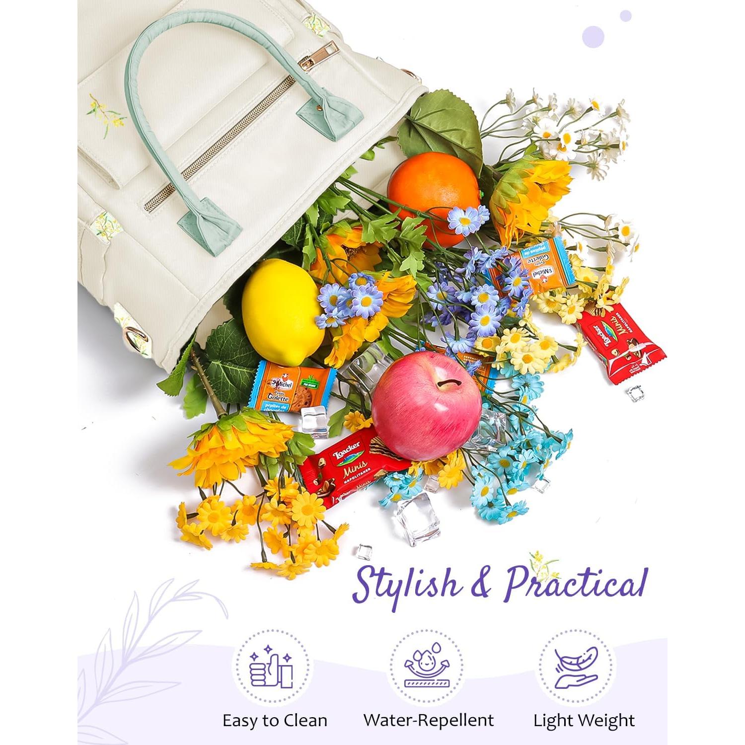 Bolsa de Almuerzo Aislada GLORIEROO Beige 11L Floral