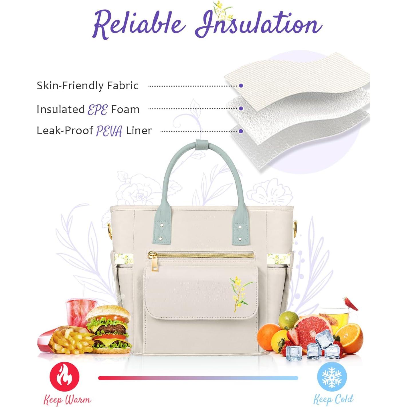 Bolsa de Almuerzo Aislada GLORIEROO Beige 11L Floral