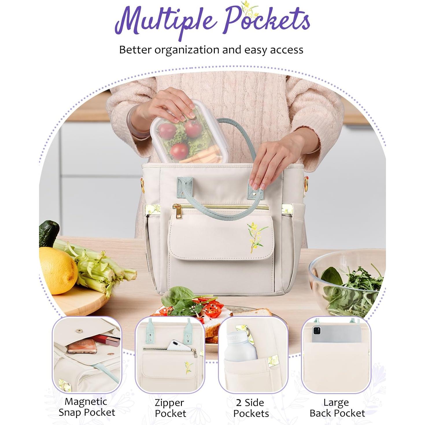 Bolsa de Almuerzo Aislada GLORIEROO Beige 11L Floral