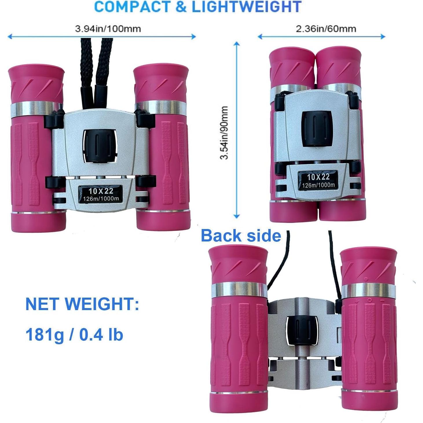 Binoculares Compactos 10x22 Walkebuy Rosa para Observación