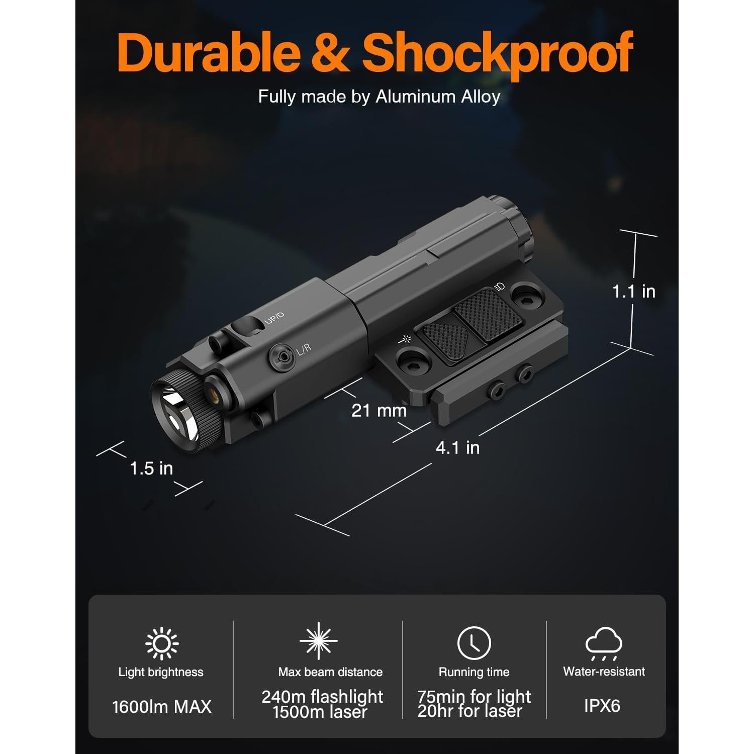 Linterna Combo con Láser Azul TOUGHSOUL TF-1143 1600 Lúmenes