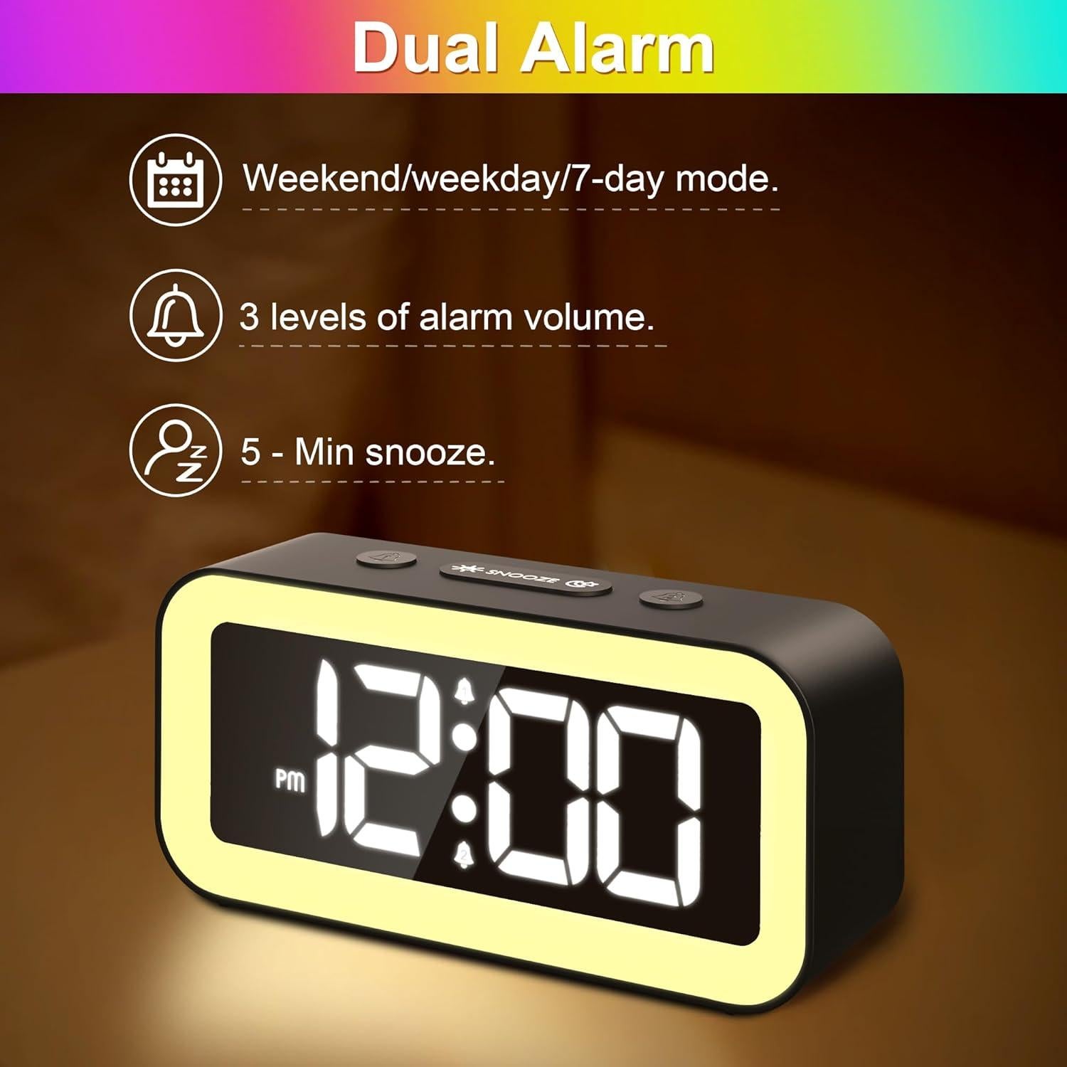 Reloj Despertador Digital JALL GA-2 con Luz Nocturna y Alarma Dual