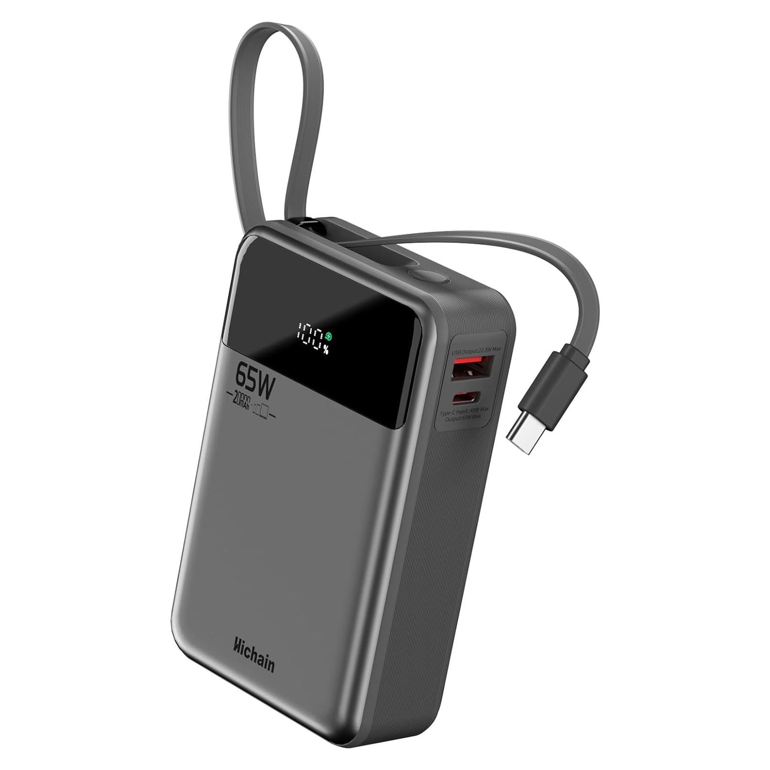 Banco de Energía Hichain 20000mAh 65W Cargador Portátil USB-C