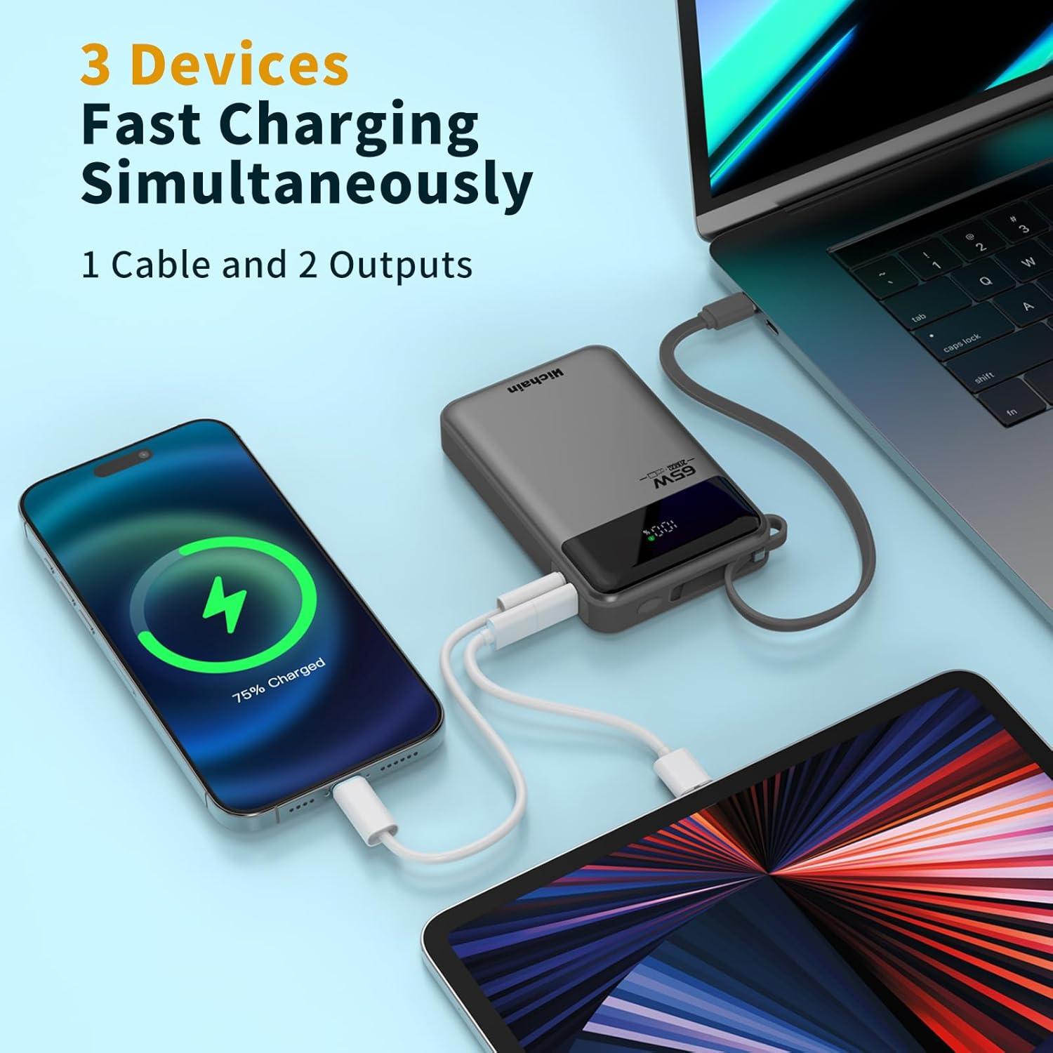 Banco de Energía Hichain 20000mAh 65W Cargador Portátil USB-C
