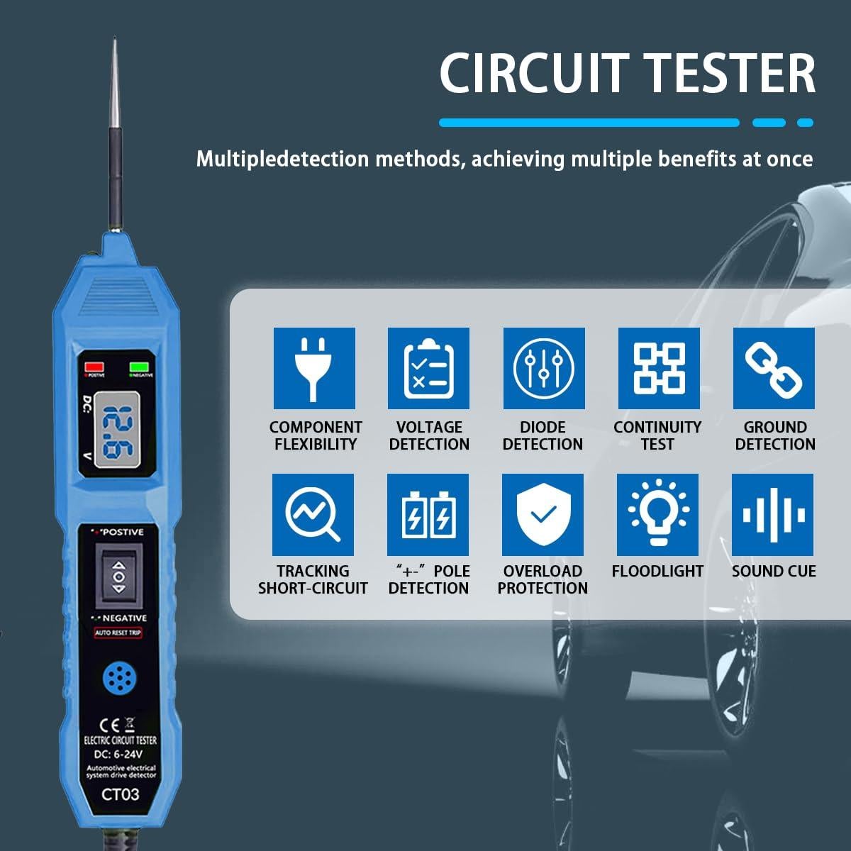 Probador de Circuito de Potencia OnReTul CT03 6-24V CC