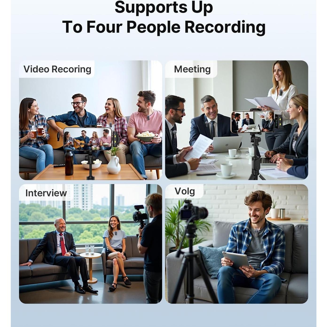 Micrófono Lavalier Inalámbrico FULAIM X6 con 4 Transmisores