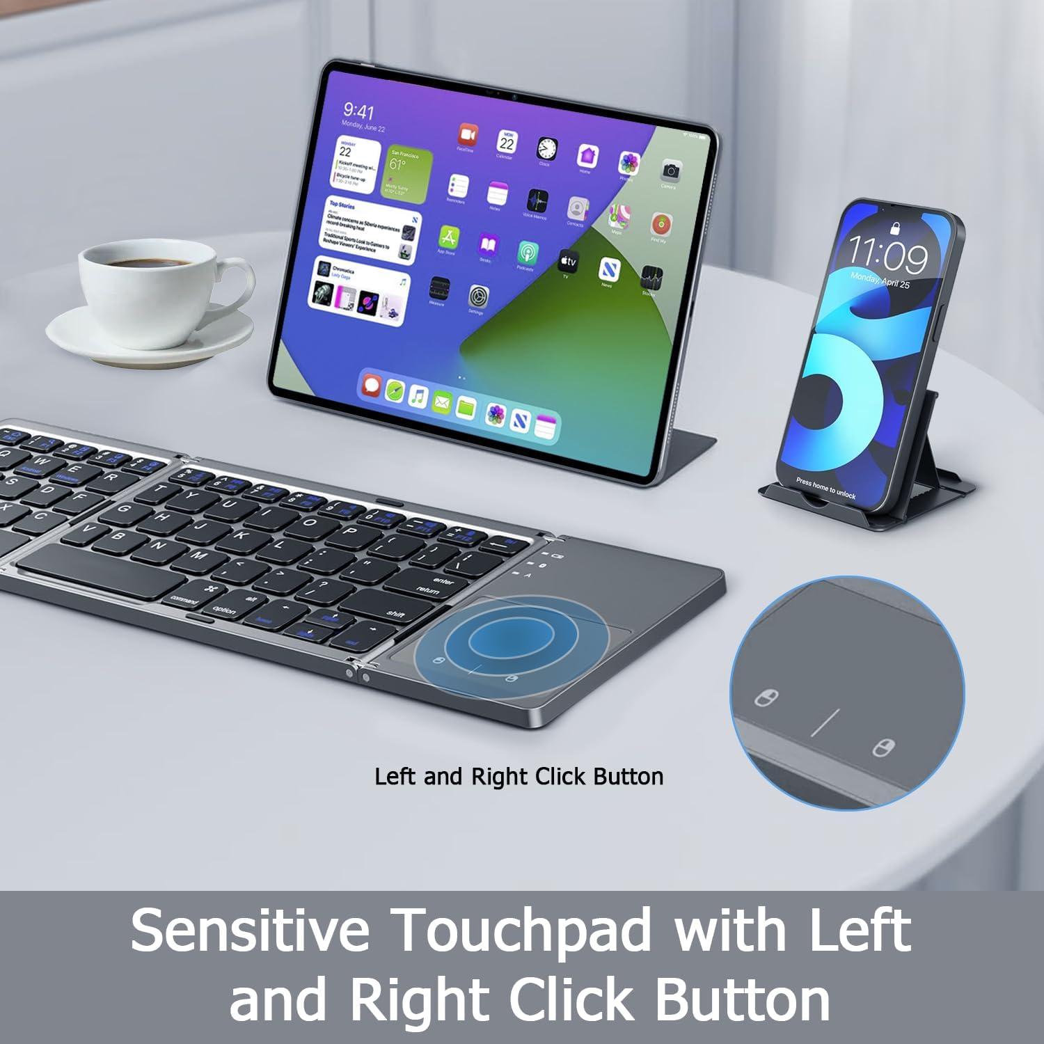 Teclado Bluetooth Plegable KUNSI con Touchpad y USB-C