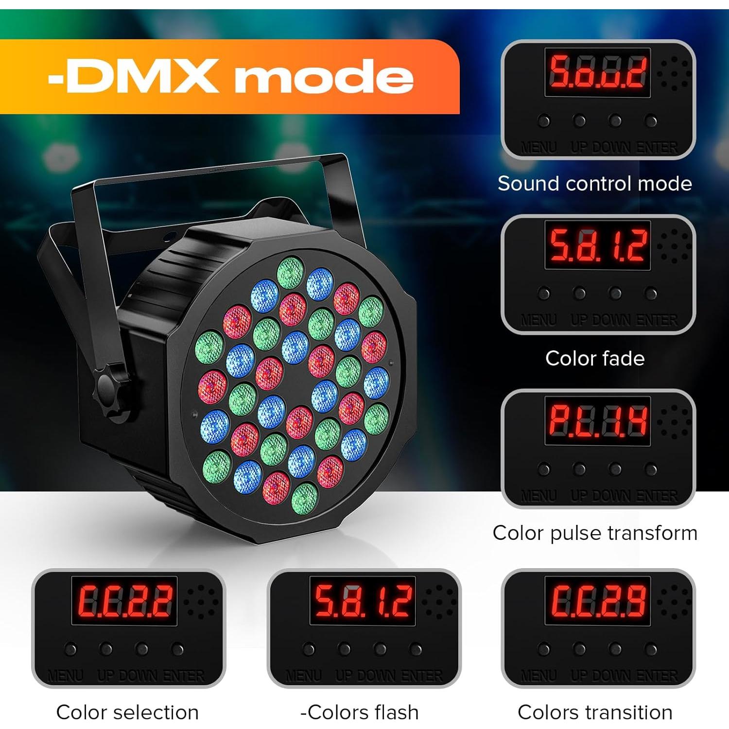 Luces Par U`King RGB 36 LED Batería Inalámbricas DMX