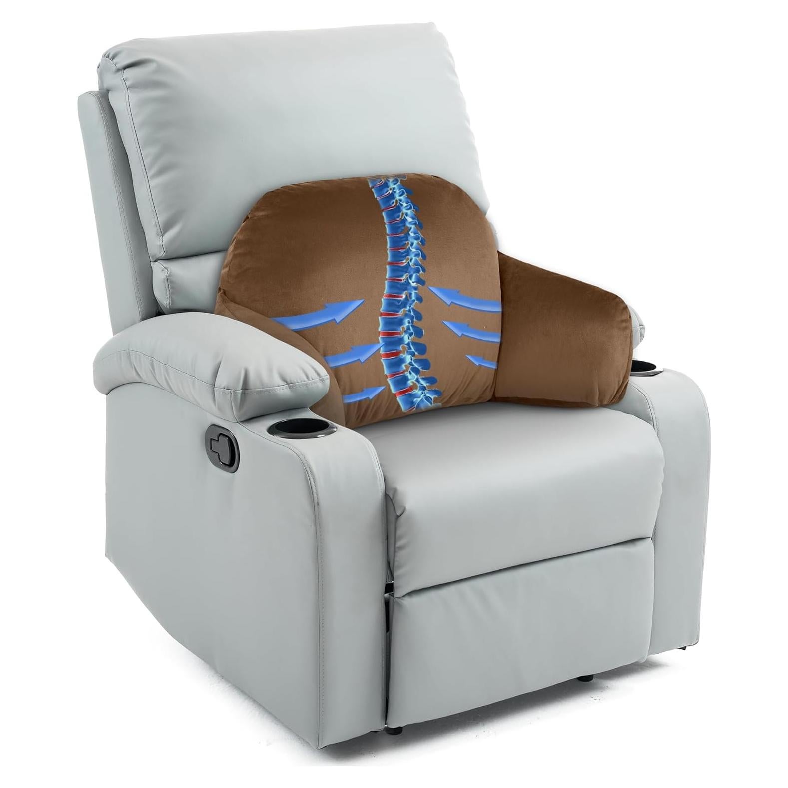 Almohada Lumbar MABOZOO 94x36.8cm Soporte Espalda Baja Café