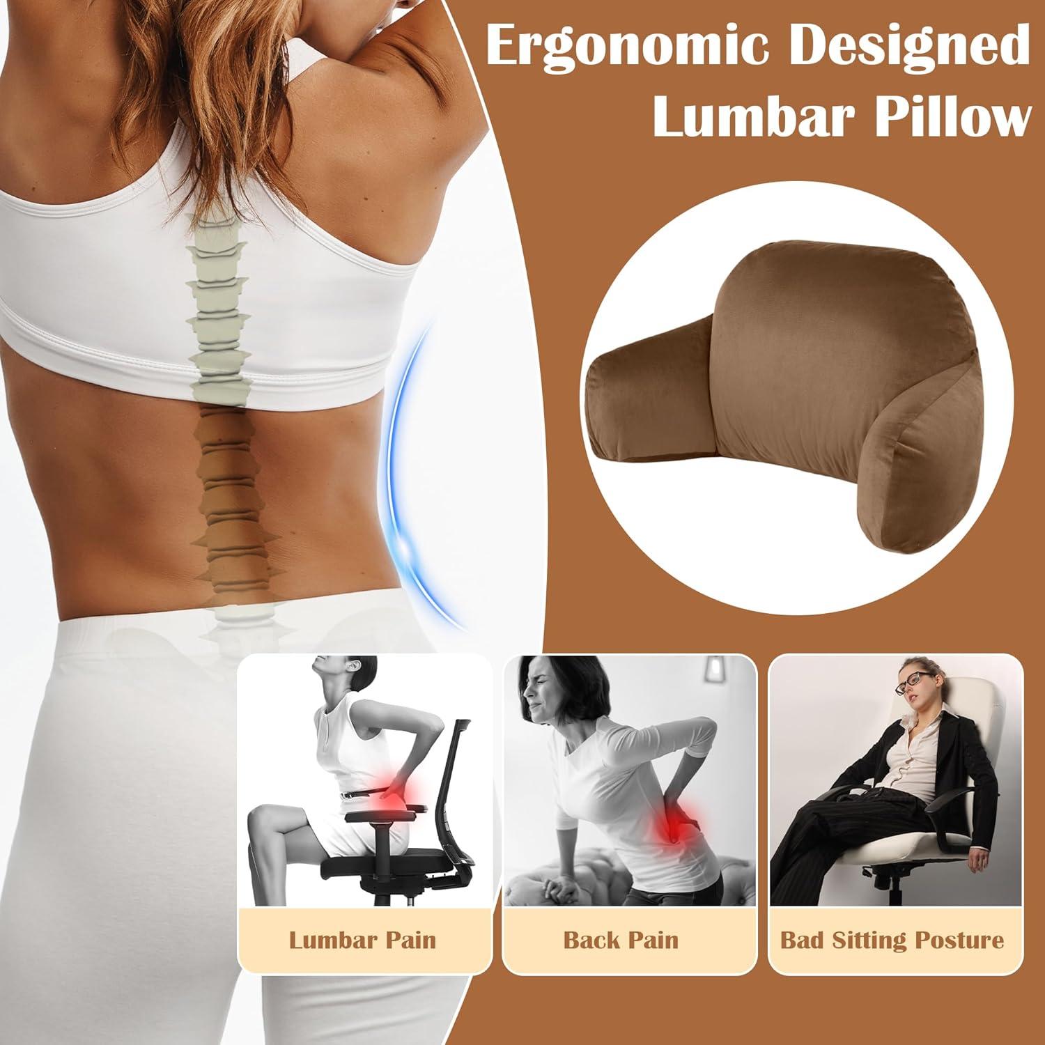 Almohada Lumbar MABOZOO 94x36.8cm Soporte Espalda Baja Café