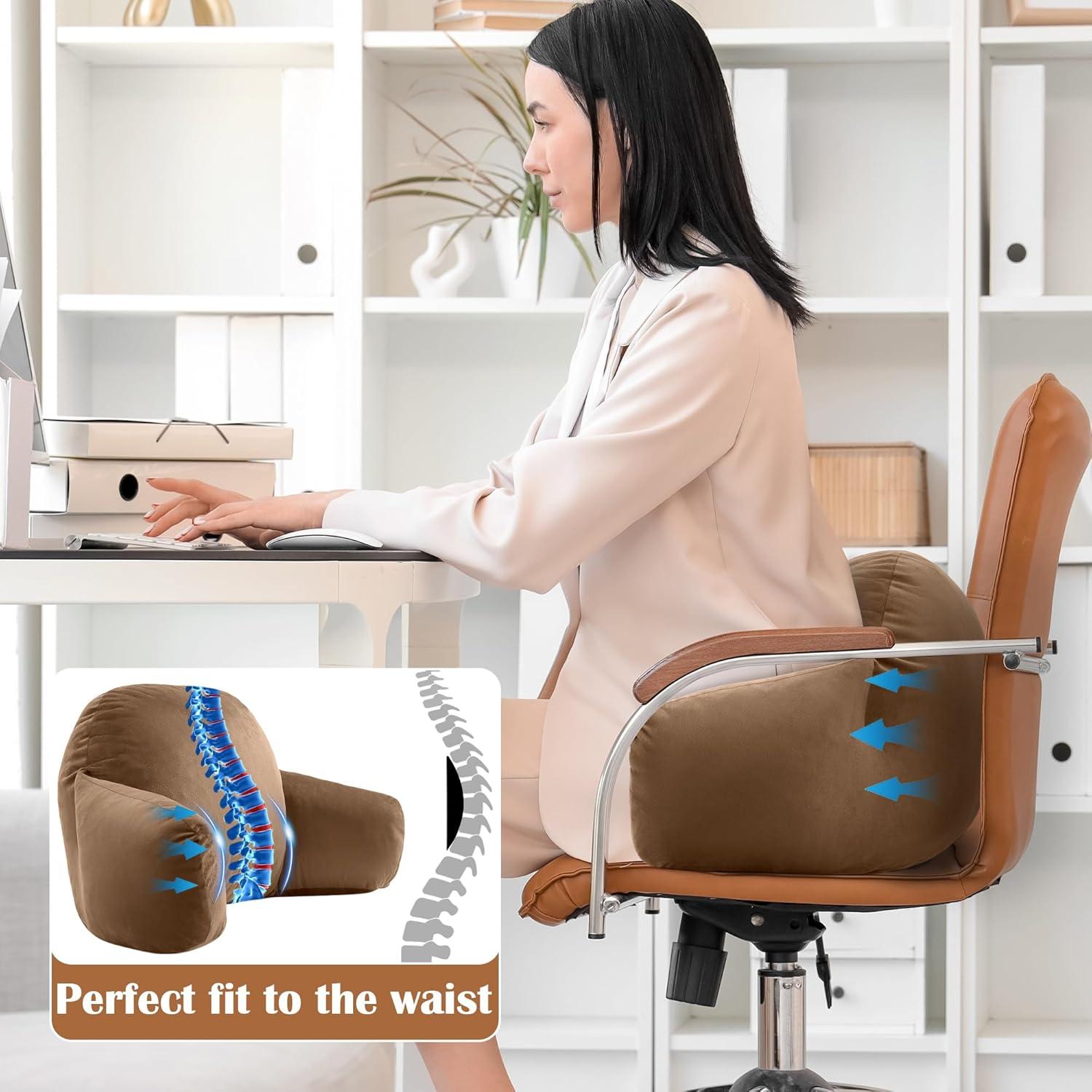 Almohada Lumbar MABOZOO 94x36.8cm Soporte Espalda Baja Café