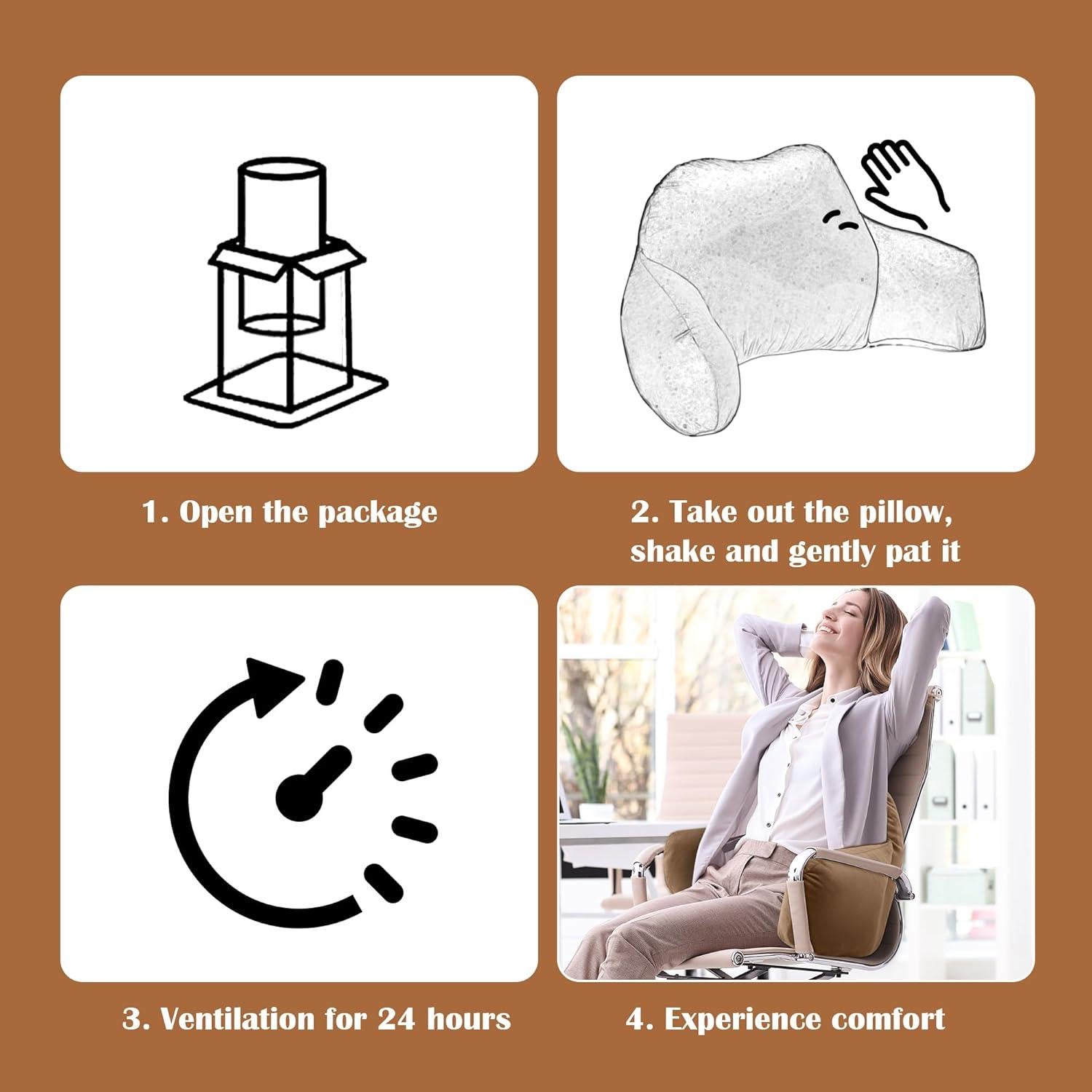 Almohada Lumbar MABOZOO 94x36.8cm Soporte Espalda Baja Café