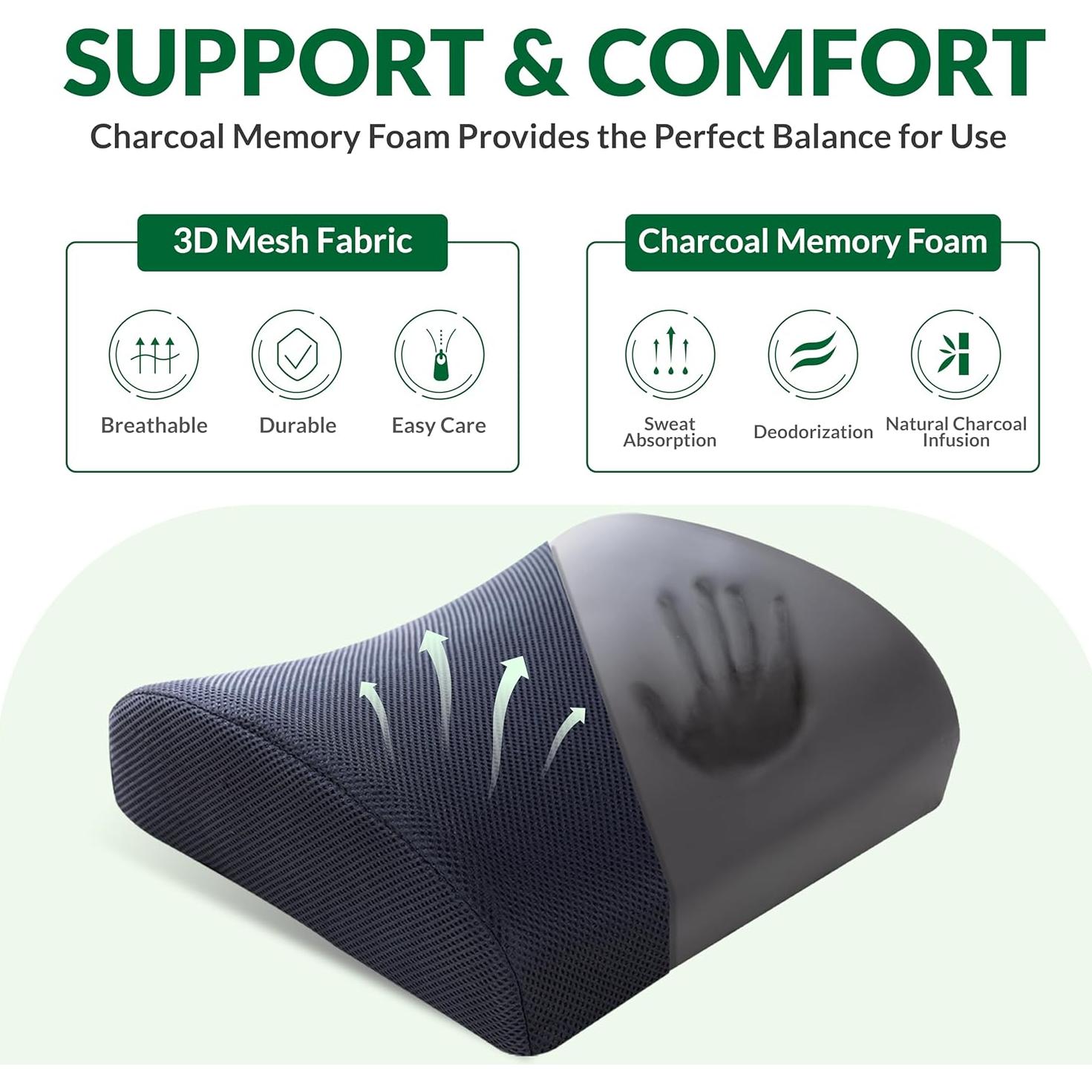 Cojín Lumbar FuturaLoom Espuma Viscoelástica Carbón Negro