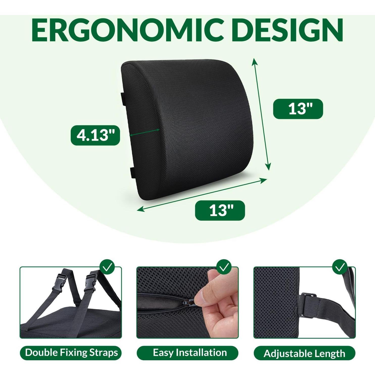 Cojín Lumbar FuturaLoom Espuma Viscoelástica Carbón Negro