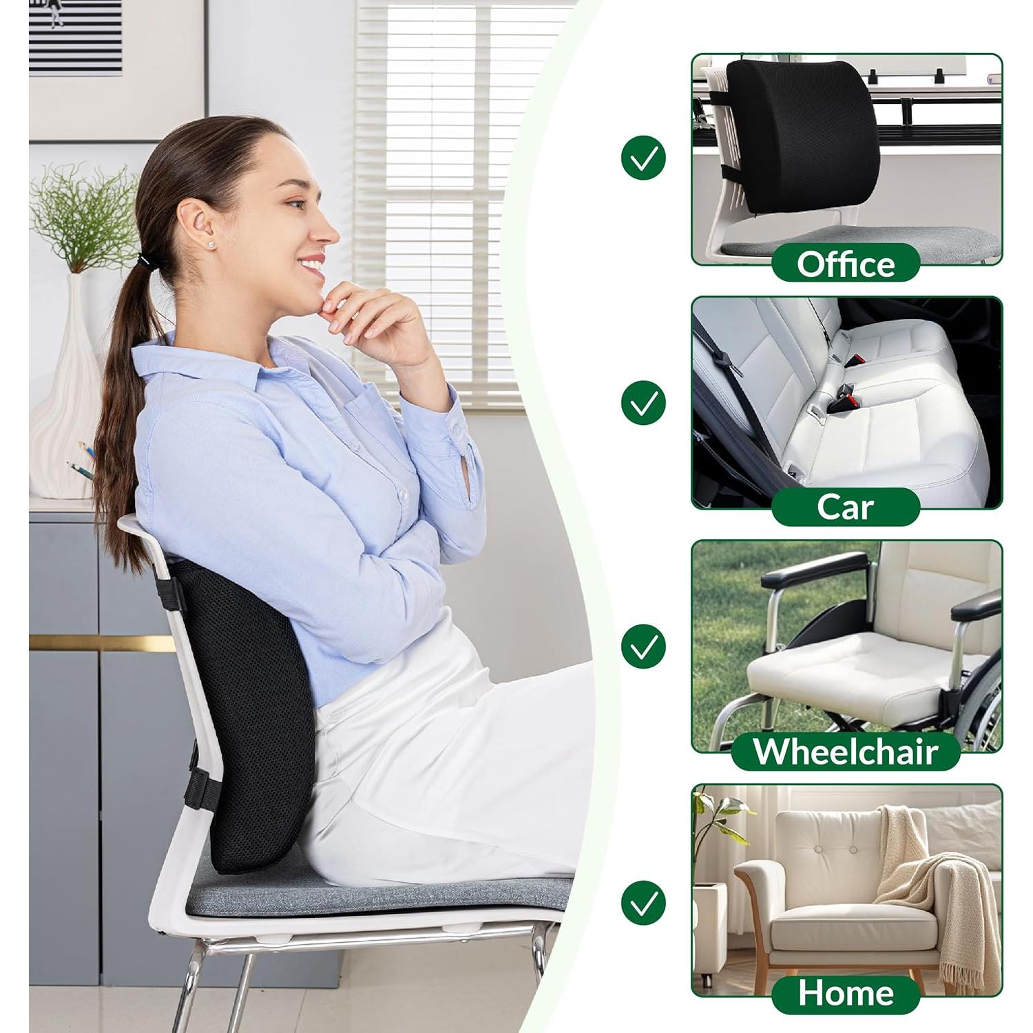 Cojín Lumbar FuturaLoom Espuma Viscoelástica Carbón Negro