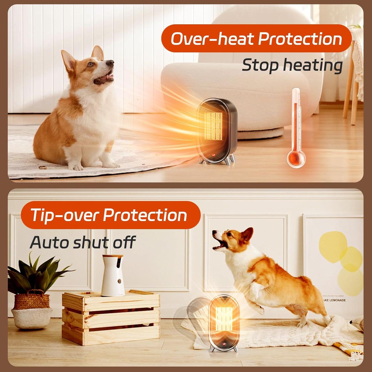 Calentador de espacio eléctrico Feculs 900W negro compacto