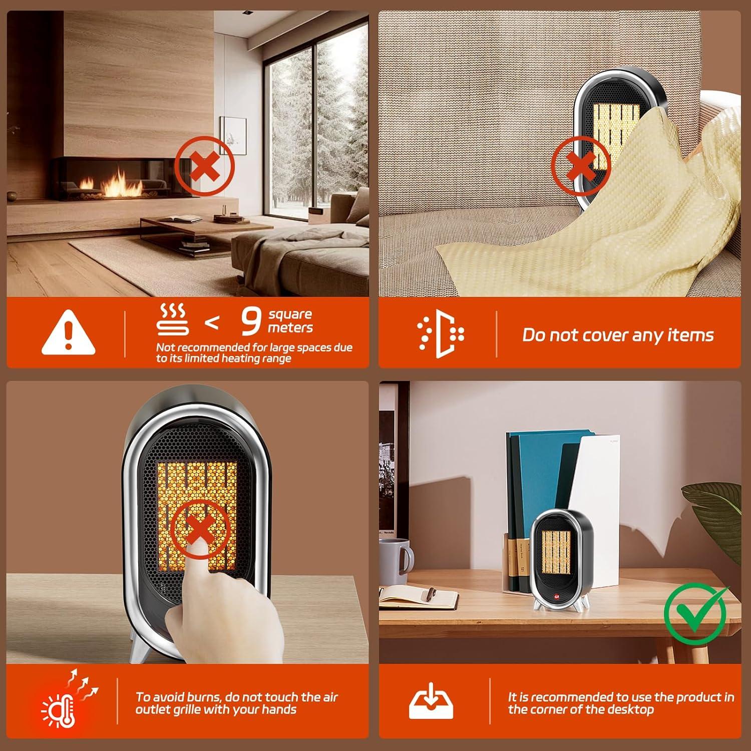 Calentador de espacio eléctrico Feculs 900W negro compacto