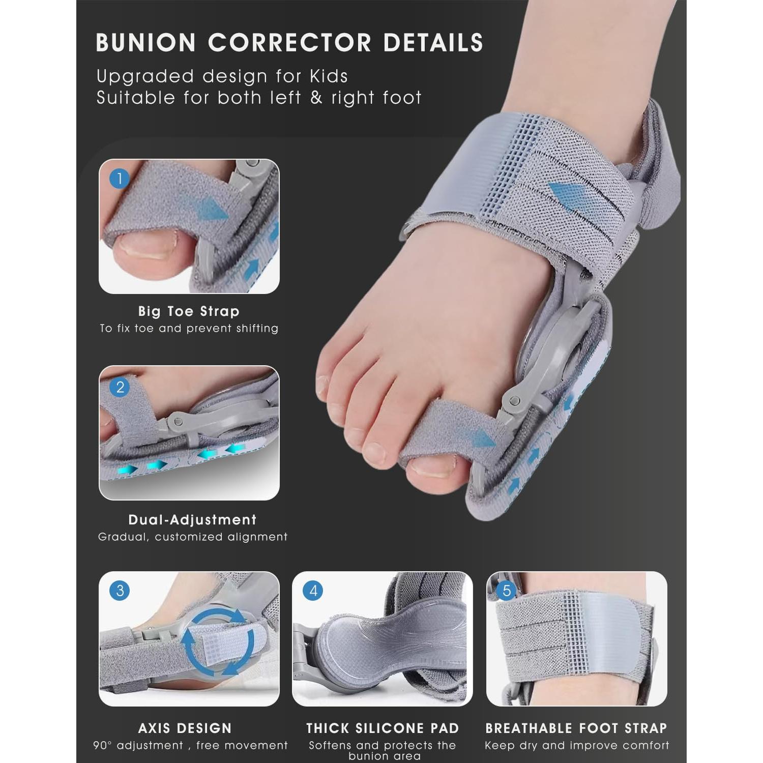 Corrector de Juanetes para Niños Qlonn Ajustable Gris