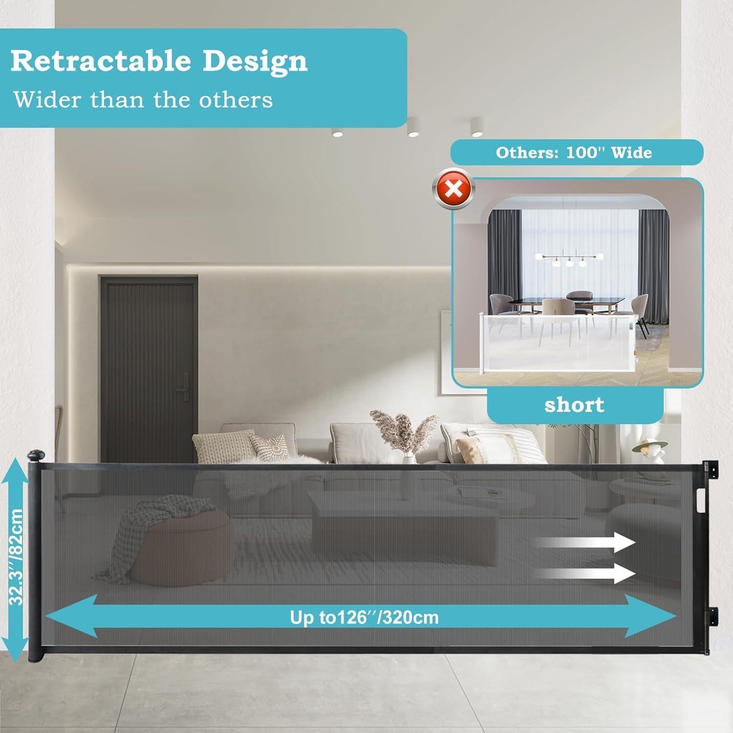 Puerta Retráctil para Bebés y Mascotas 83.82x320.04 cm Negra