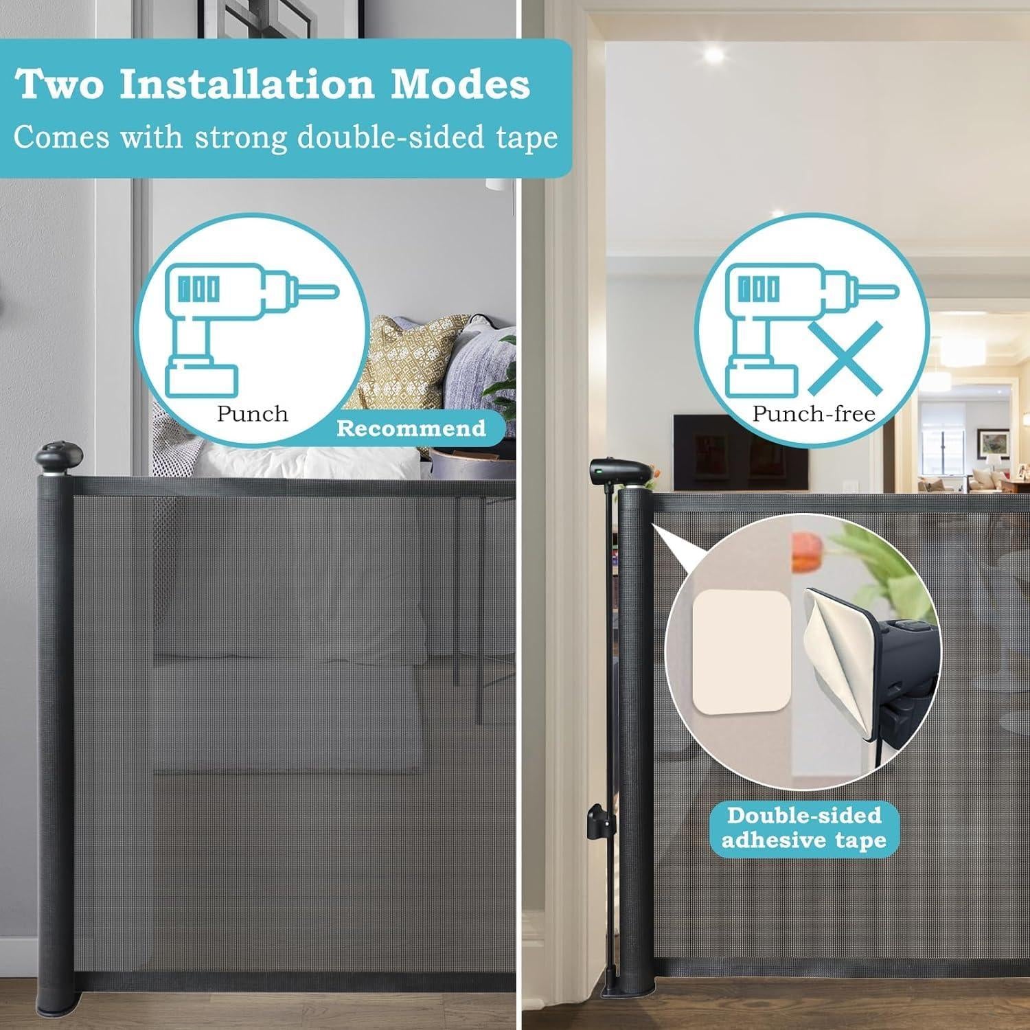 Puerta Retráctil para Bebés y Mascotas 83.82x320.04 cm Negra