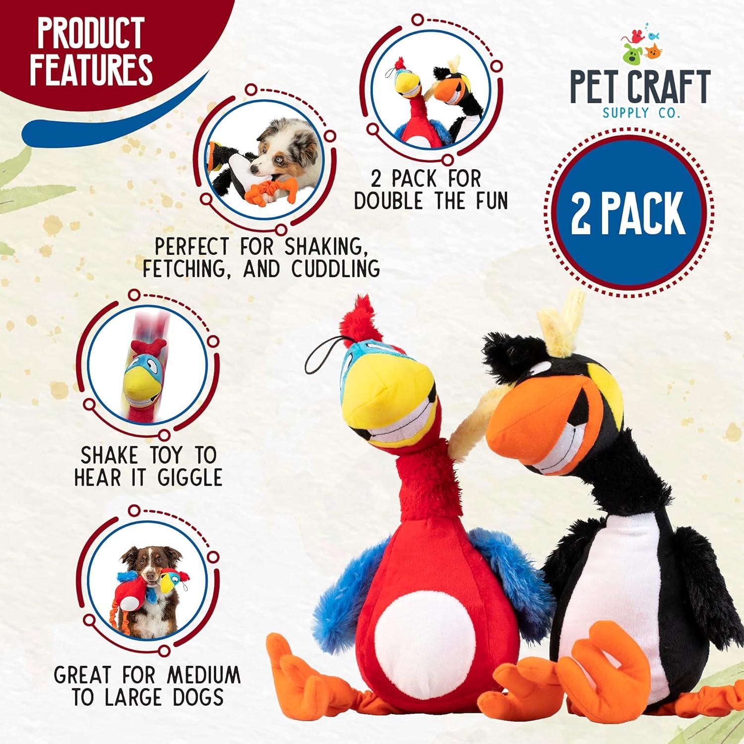 Juguetes Interactivos para Perros Craft Puffin y Loro - Paquete de 2
