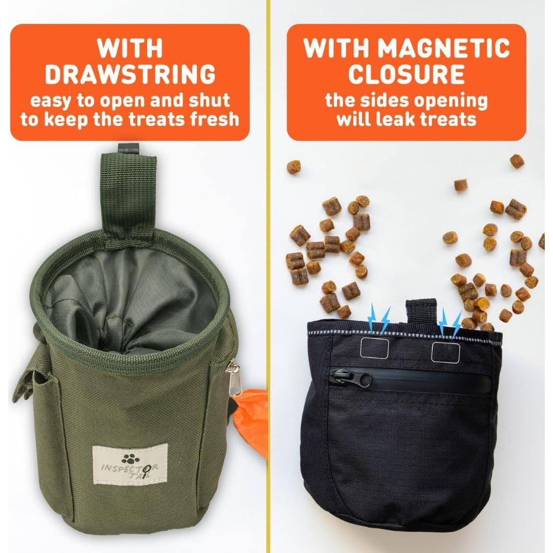 Bolsa de premios para perros Inspector Tail - 2 tazas, 10x10x15.24 cm