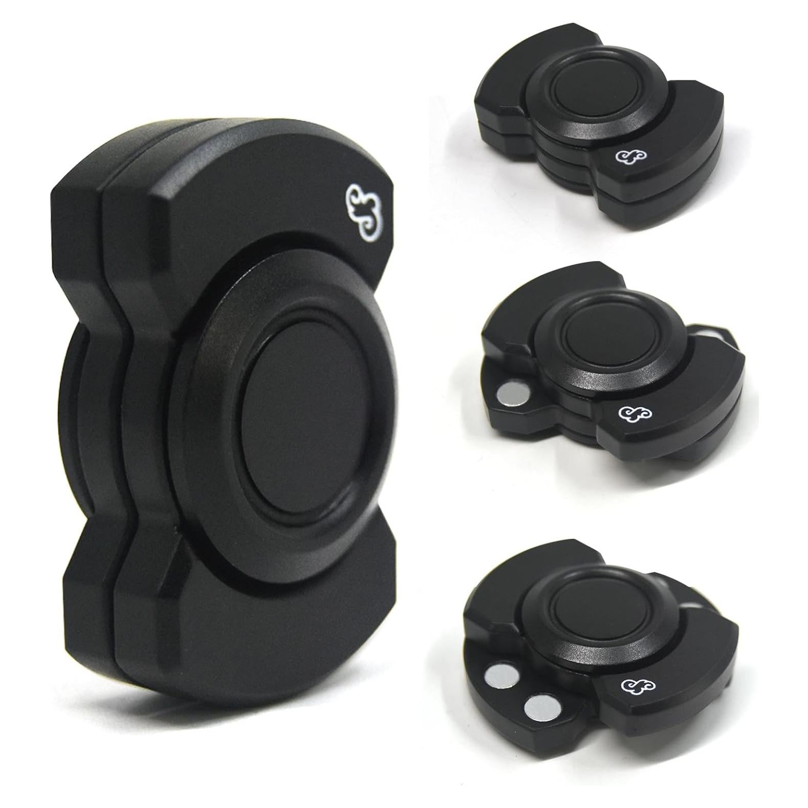 Juguete Antiestrés Metálico 3 en 1 EDC - Deslizador Giratorio Clicker Negro