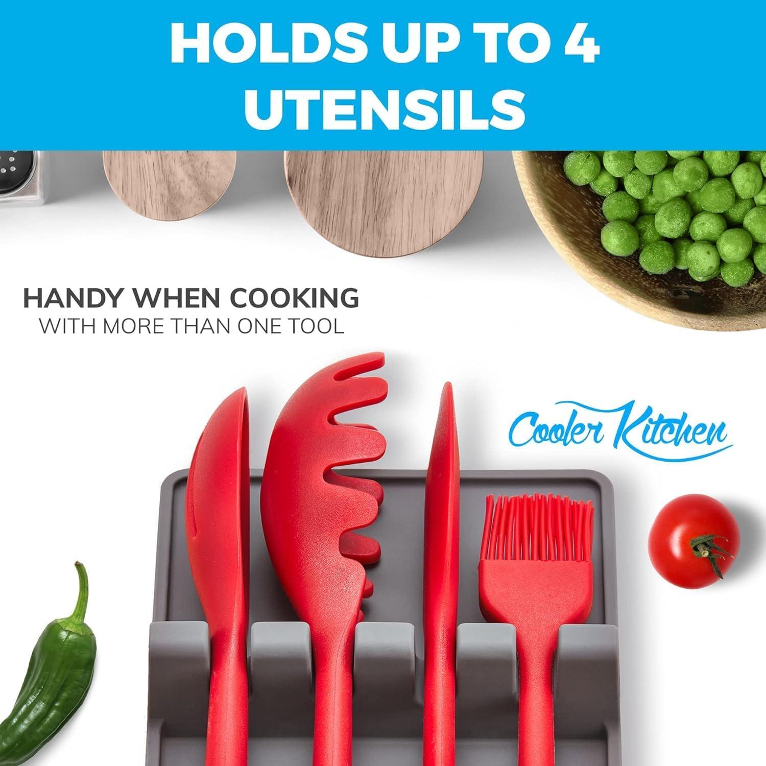 Soporte de Utensilios de Cocina Nice Day - Silicona Gris, Resistente al Calor