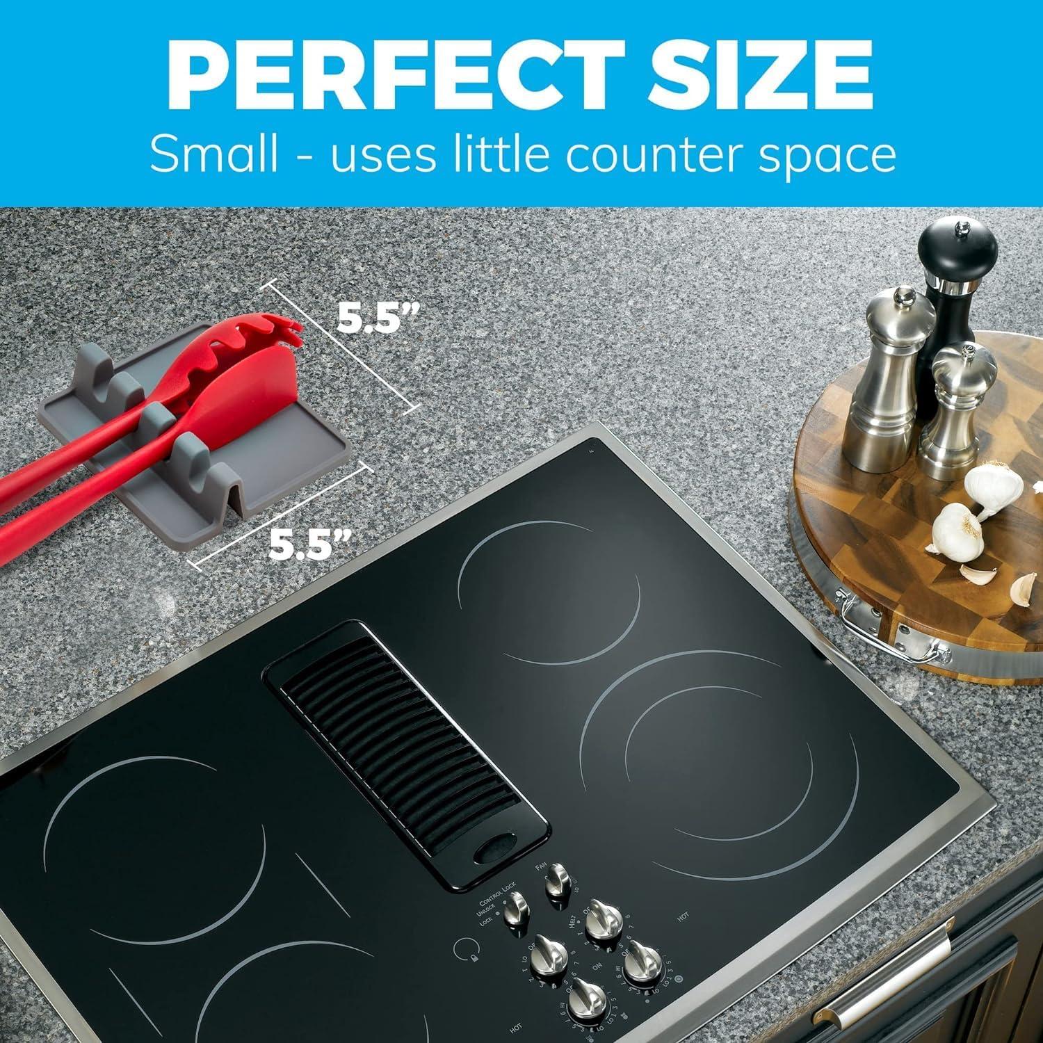 Soporte de Utensilios de Cocina Nice Day - Silicona Gris, Resistente al Calor