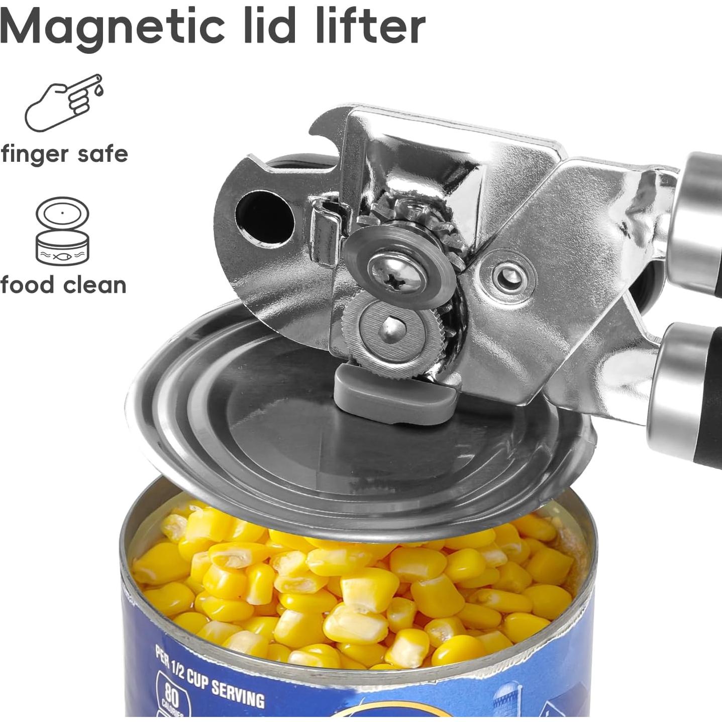 Abrelatas Manual UHIYEE Negro con Mango Suave y Cuchilla Afilada