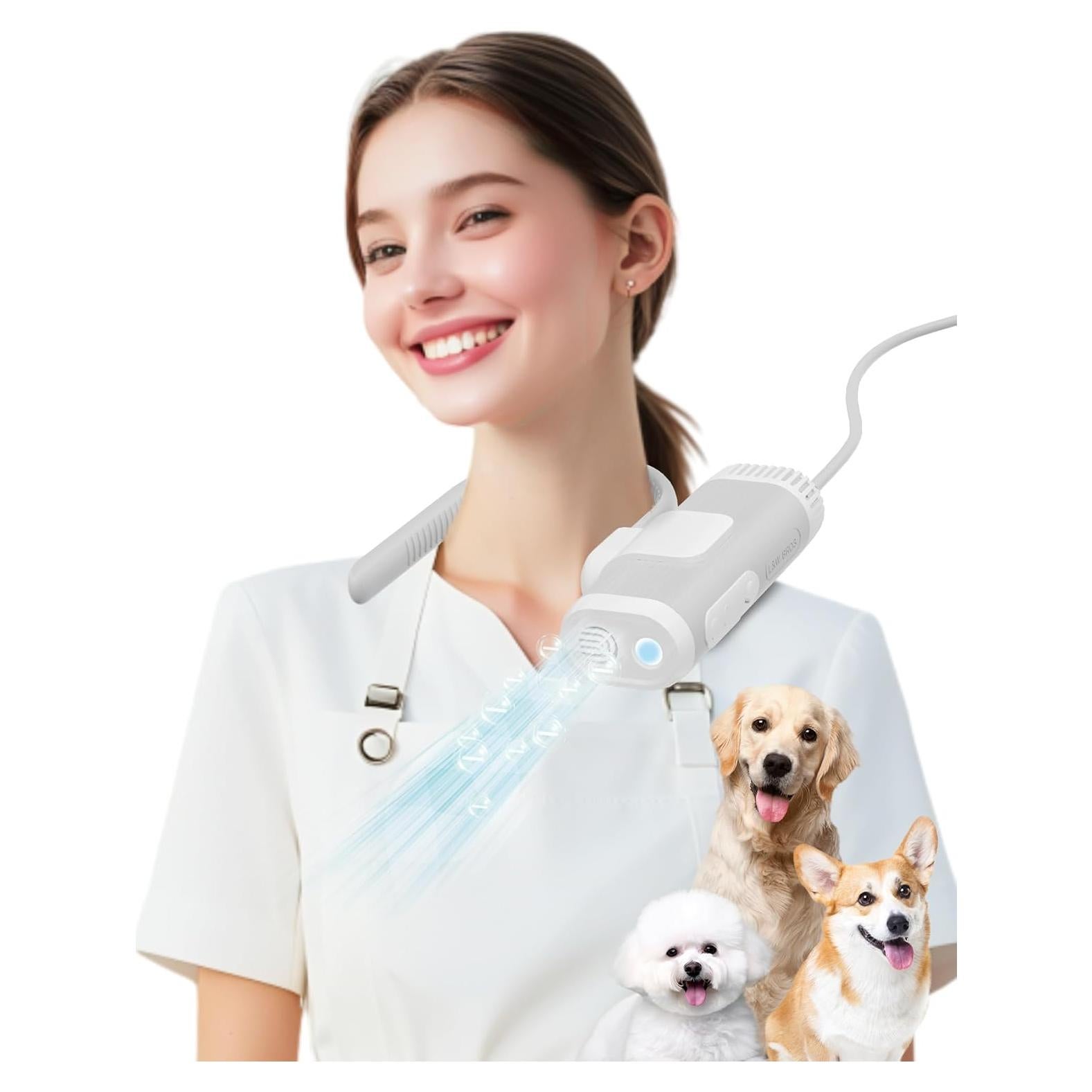 Secador de Pelo Manos Libres NRYDEPET para Mascotas Gris