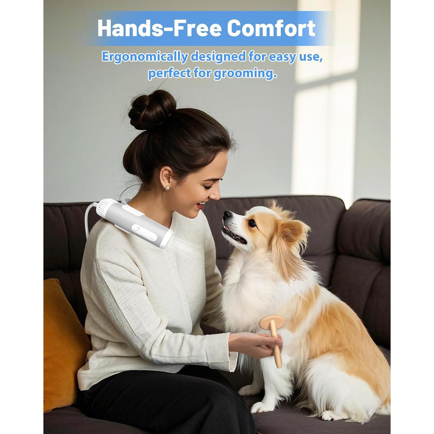 Secador de Pelo Manos Libres NRYDEPET para Mascotas Gris