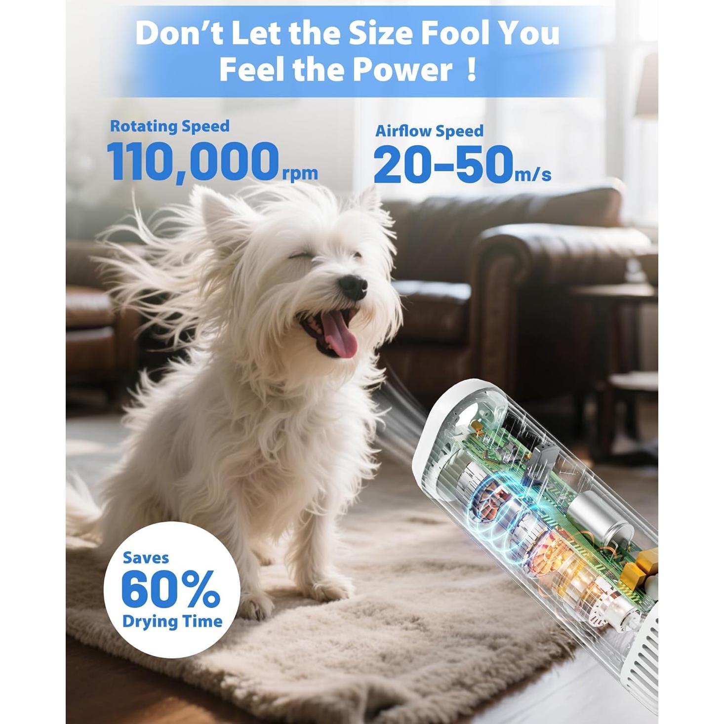 Secador de Pelo Manos Libres NRYDEPET para Mascotas Gris