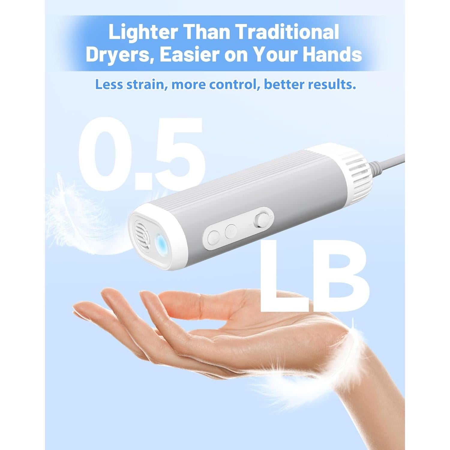 Secador de Pelo Manos Libres NRYDEPET para Mascotas Gris