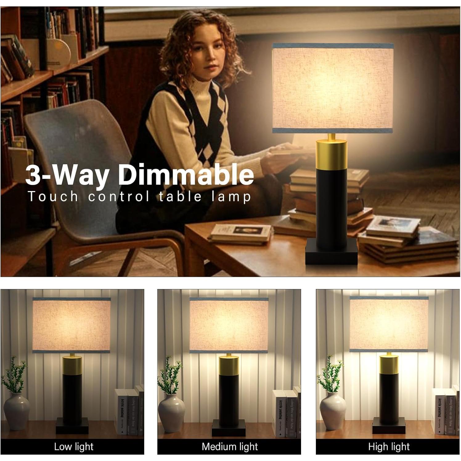 Lámpara de Mesa Táctil OYedis 55.88 cm 3 Niveles USB