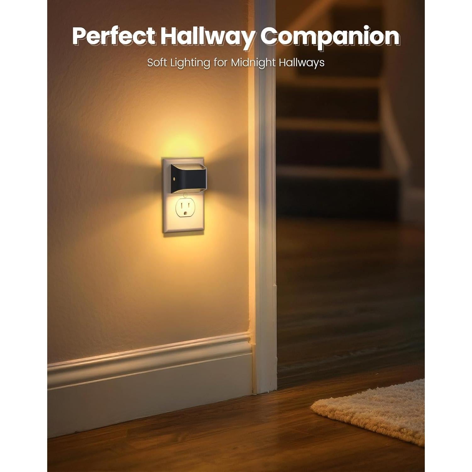 Luces Nocturnas Enchufadas NIORSUN 3000K 2 Paquete Negro