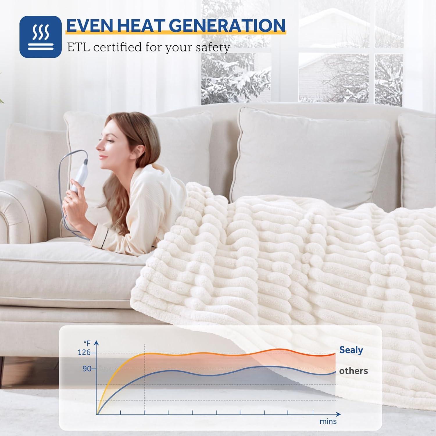 Manta Eléctrica Sealy Beige 130x150 cm 6 Niveles Calor