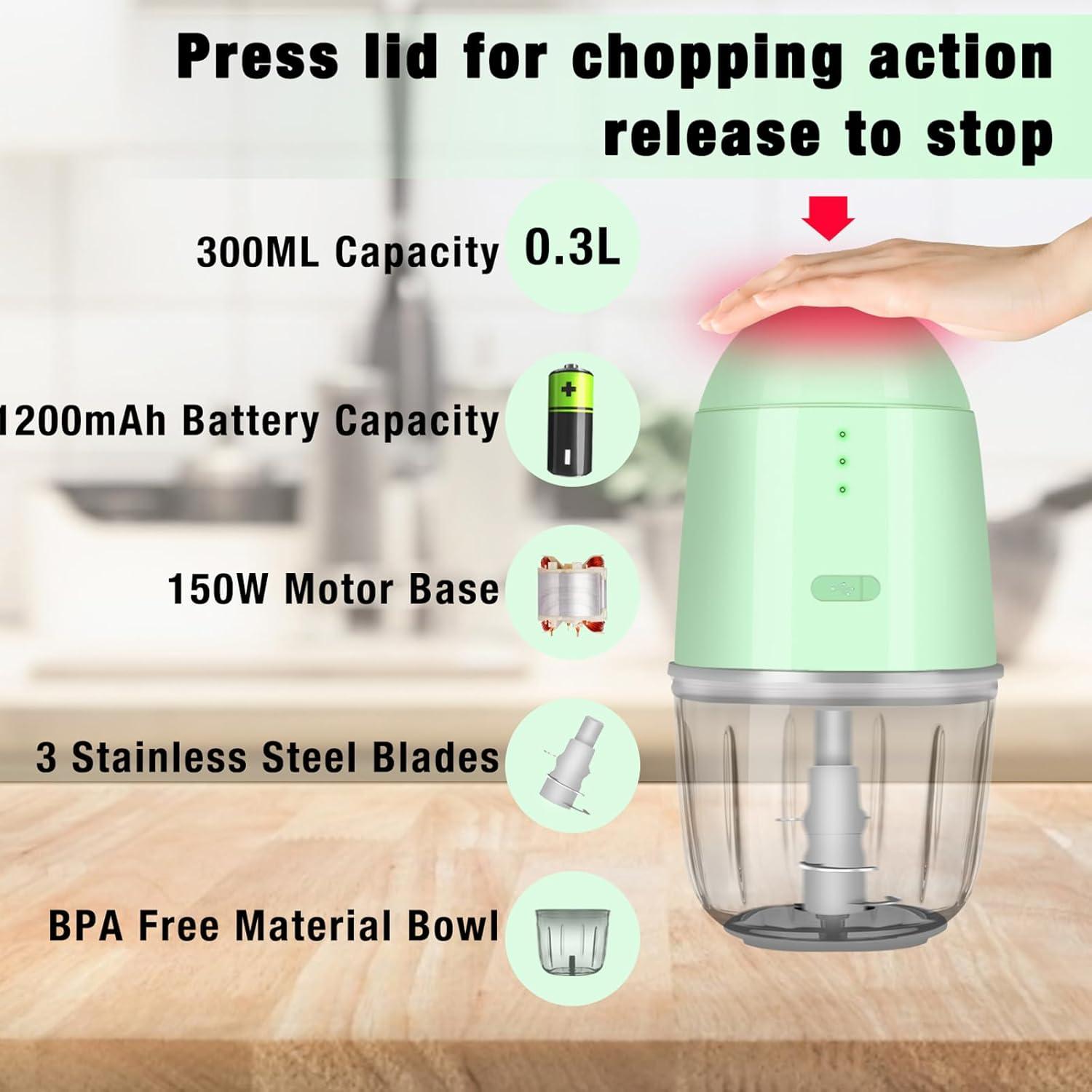 Procesador de Alimentos Mini YESIMET 1.3 Taza Verde 150W