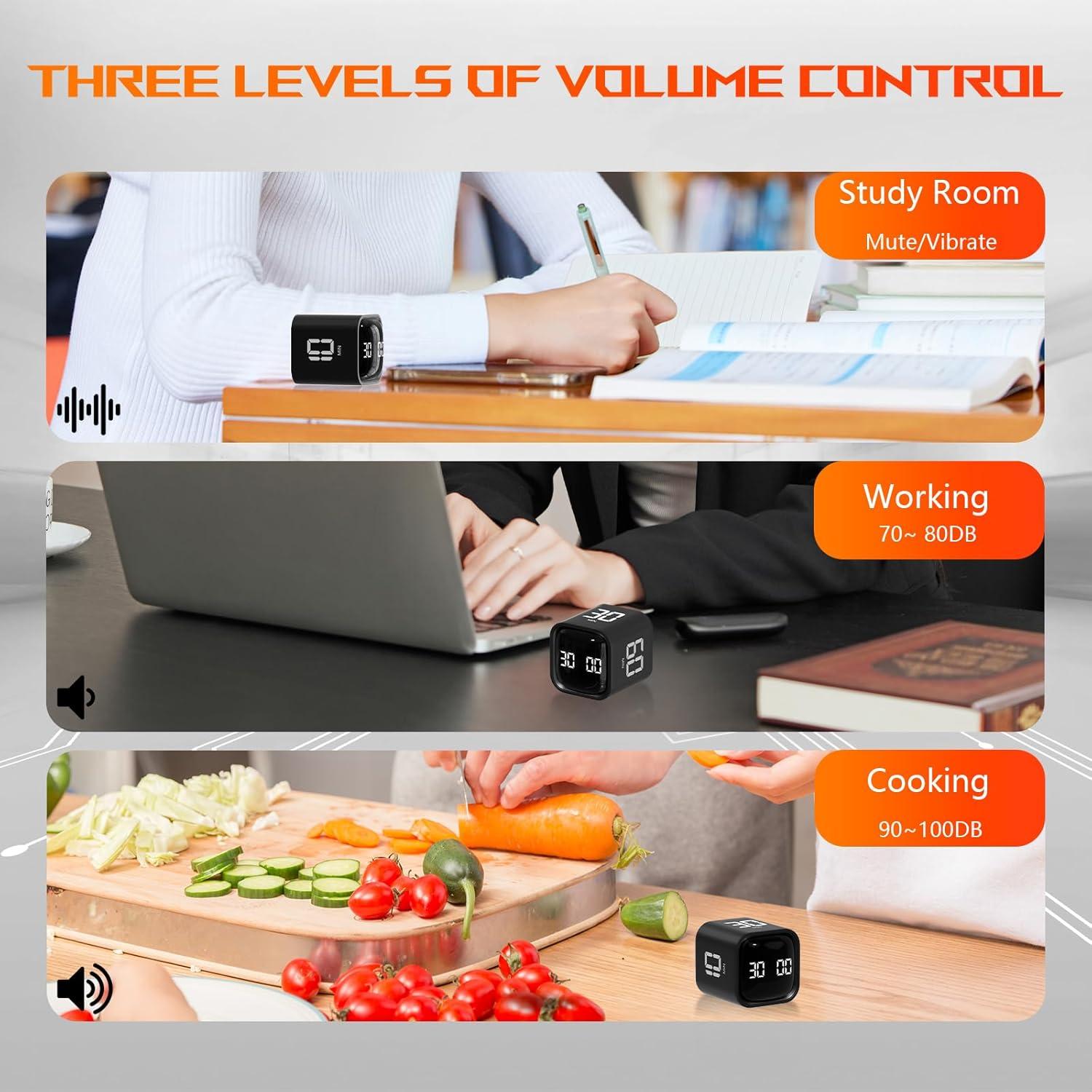 Temporizador Pomodoro Wbacon Cube Negro 5/10/30/60 Minutos