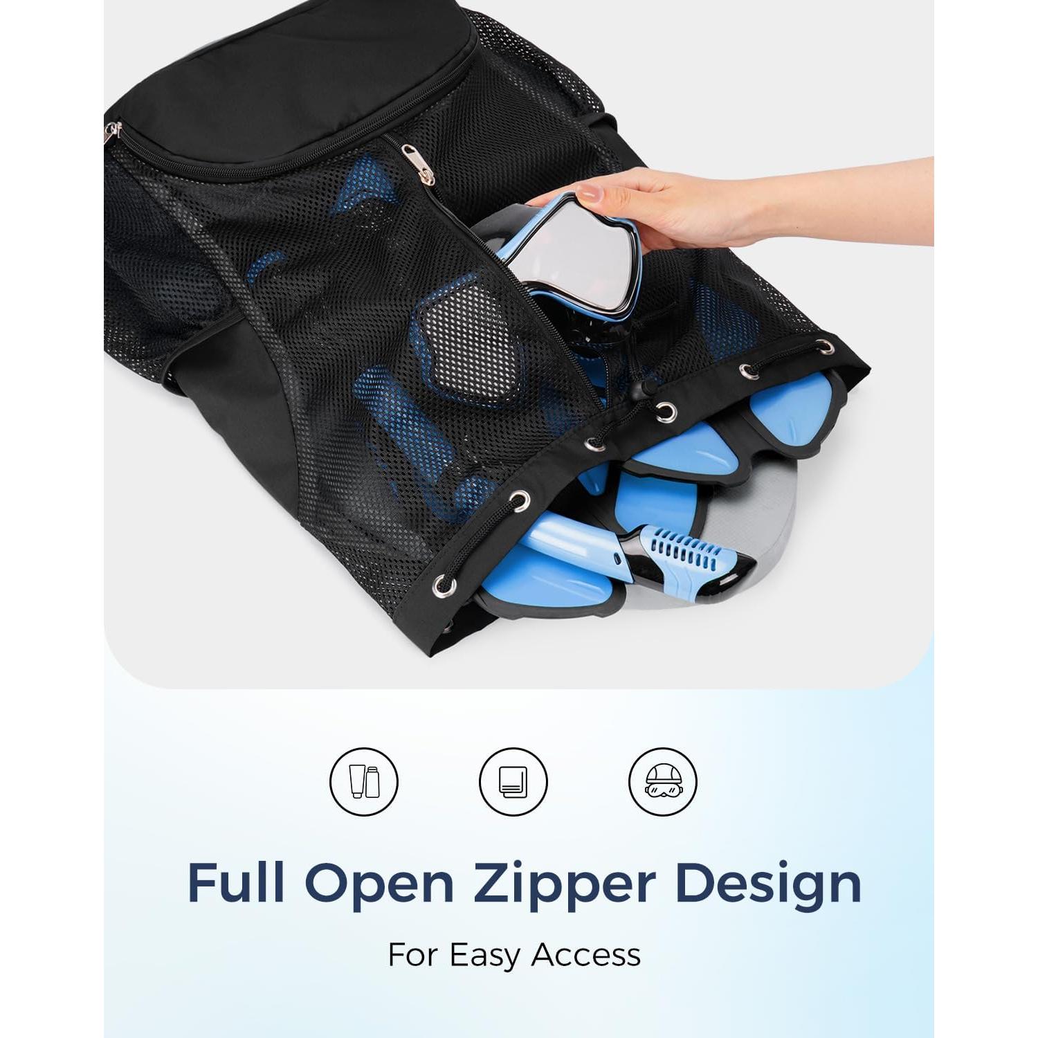 Mochila de Malla Deportiva con Compartimento para Zapatos - Negro