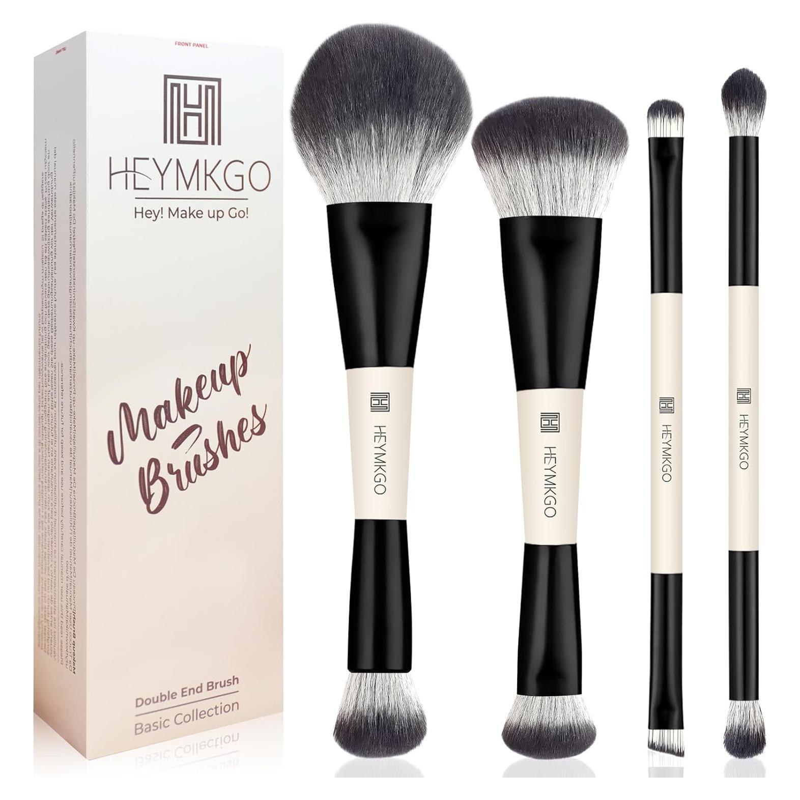 Set de Brochas de Maquillaje HEYMKGO 4PZS Doble Cara Negro