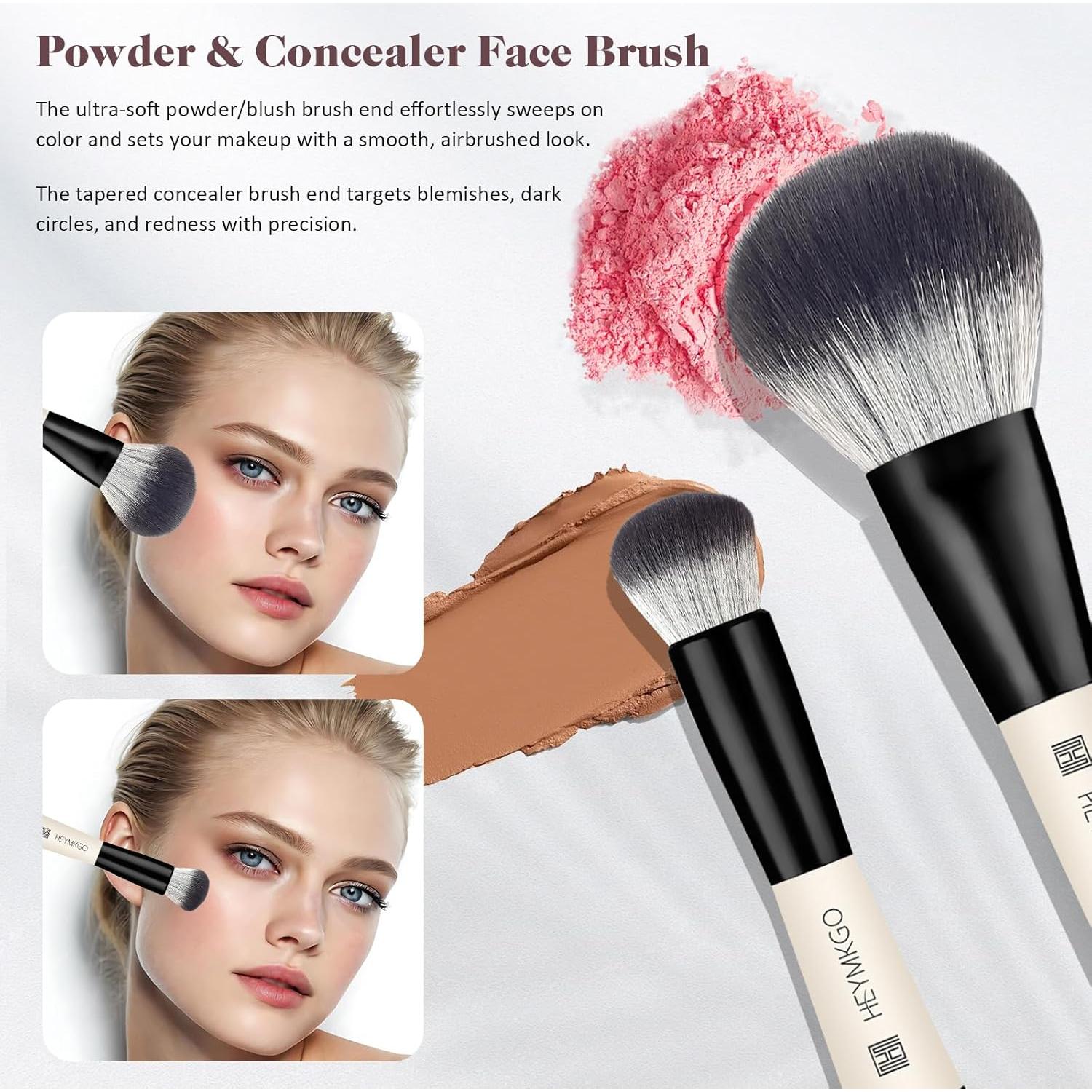 Set de Brochas de Maquillaje HEYMKGO 4PZS Doble Cara Negro