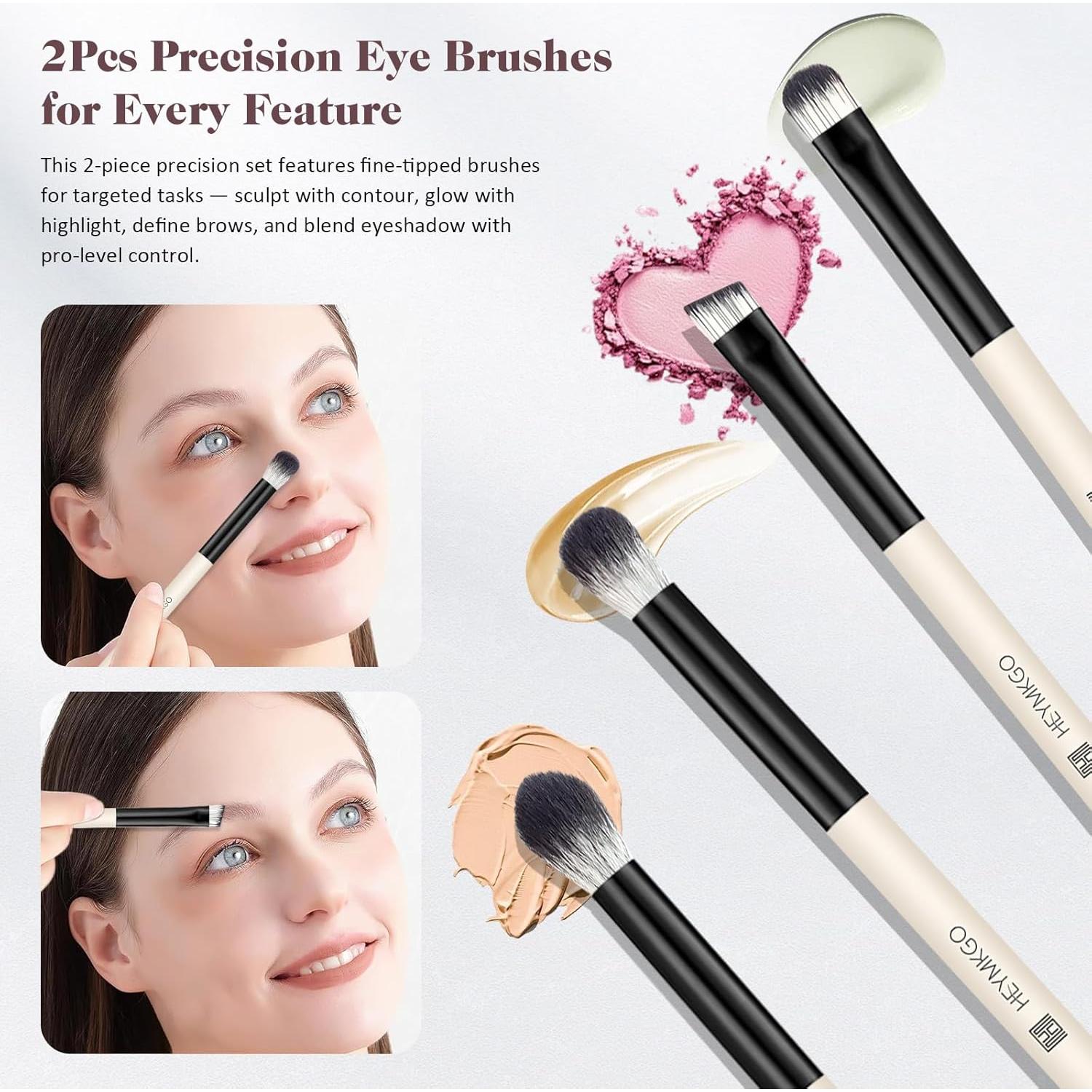 Set de Brochas de Maquillaje HEYMKGO 4PZS Doble Cara Negro