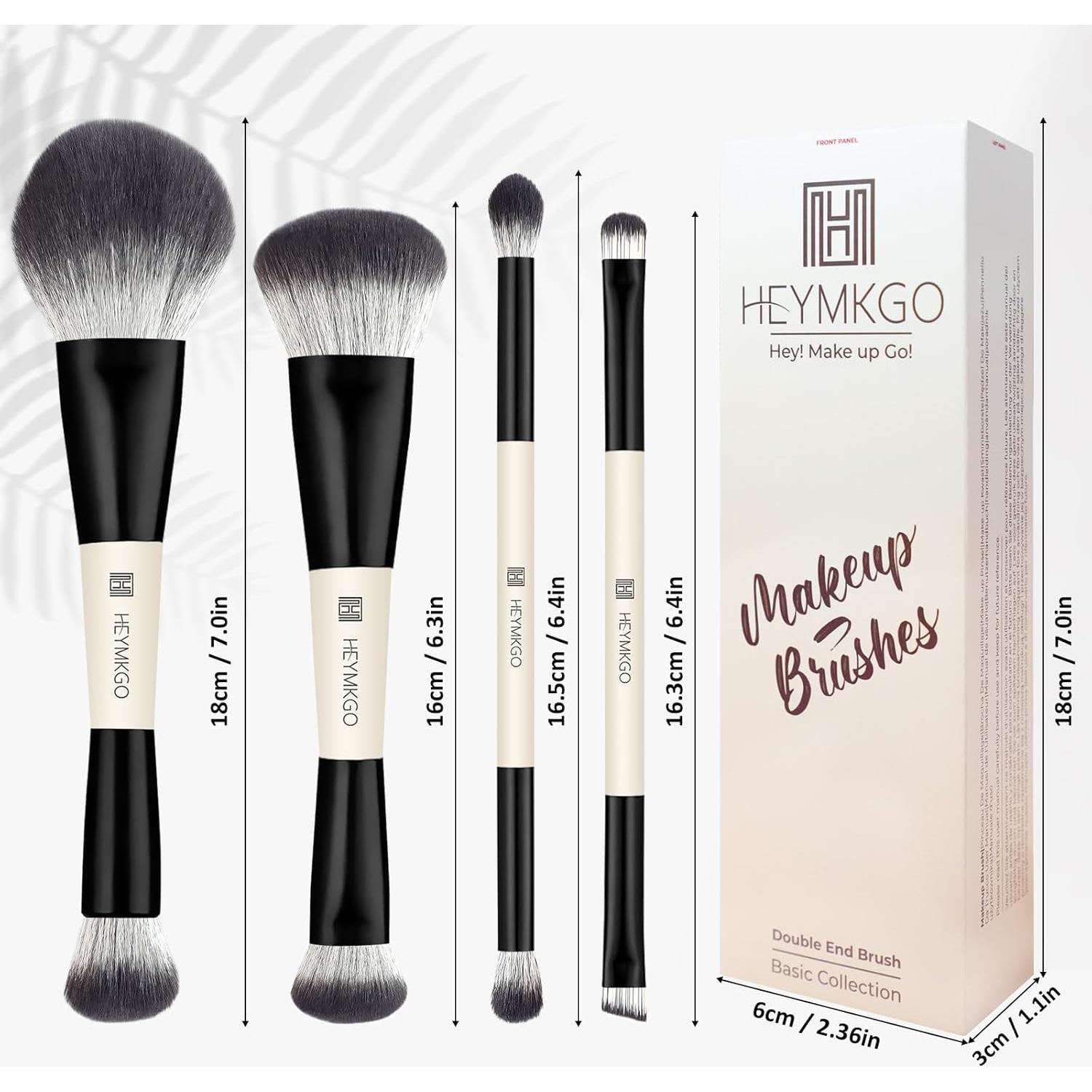 Set de Brochas de Maquillaje HEYMKGO 4PZS Doble Cara Negro