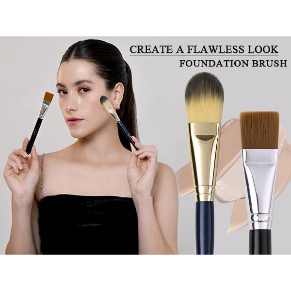 Brochas de Maquillaje BEILI 2 Piezas Sintéticas Planas 16.5 cm